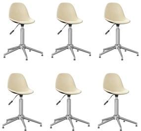 vidaXL Cadeiras de jantar giratórias 6 pcs tecido cor creme