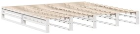 Cama com estante sem colchão 200x200 cm madeira maciça branco