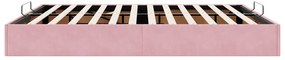 Estrutura de cama otomana sem colchão 200x200 cm veludo rosa