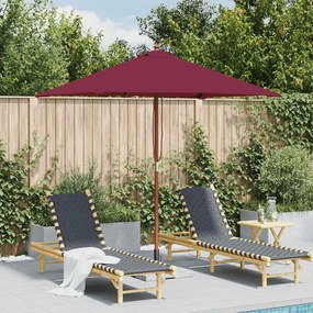 vidaXL Guarda-sol de exterior mastro madeira 150x200cm vermelho bordô