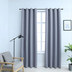 Cortinas blackout c/ argolas em metal 2 pcs 140x245 cm cinzento