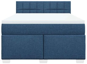 Cama com molas/colchão 140x190 cm tecido azul