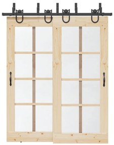 Kit de ferragens para porta deslizante 183 cm aço preto