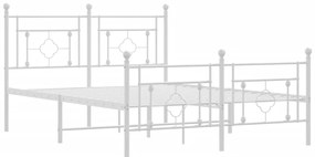 Estrutura de cama com cabeceira e pés 140x190 cm metal branco