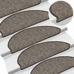 Tapetes escada adesivos aspeto sisal 15 pcs bege/castanho