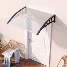 Toldo Exterior para Portas e Janelas, 100,5 x 76 x 23 cm, Estrutura com Barras Metálicas, Transparente