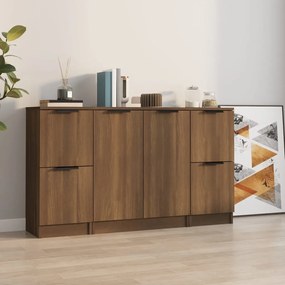 vidaXL Aparadores 3 pcs madeira processada cor carvalho castanho