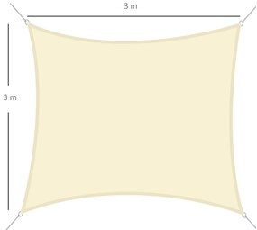 Vela de Sombra Quadrado 3x3 m Toldo Vela de Poliéster com Proteção UV