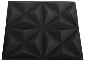 Painéis de parede 3D 12 pcs 50x50 cm 3 m² origami preto