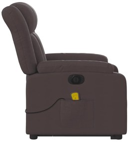 Poltrona elétrica elevatória massagens tecido castanho-escuro