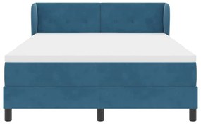 Cama Box Spring vidaXL com Colchão Azul Escuro 140x190 cm Veludo