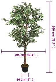 Figueira artificial 1260 folhas 200 cm verde