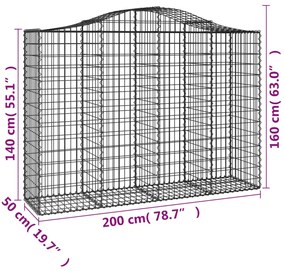 Cestos gabião arqueados 10 pcs 200x50x140/160 ferro galvanizado