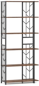 Estante de 6 prateleiras com estrutura metálica 80 x 31 x 180 cm Castanha