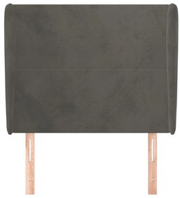 Cabeceira cama c/ abas veludo 103x23x118/128 cm cinzento-escuro