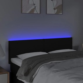 Cabeceira de cama c/ luzes LED tecido 144x5x78/88 cm preto