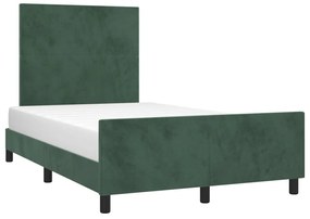 Estrutura de cama c/ cabeceira 120x190 cm veludo verde-escuro