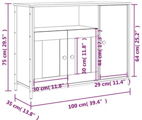 Aparador 100x35x75 cm derivados de madeira cinzento sonoma