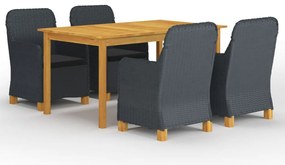 5 pcs conjunto de jantar para jardim cinzento-escuro
