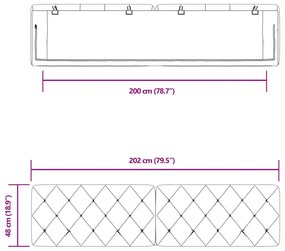 Almofadão de cabeceira 200 cm veludo preto