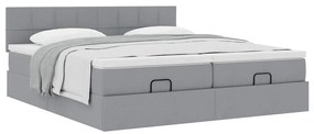 Estrutura de cama otomana com colchões tecido cinzento claro