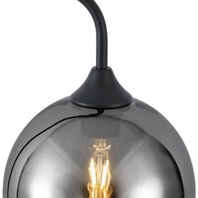 Candeeiro de pé Art Deco preto com vidro fumê - Sandra Art Deco