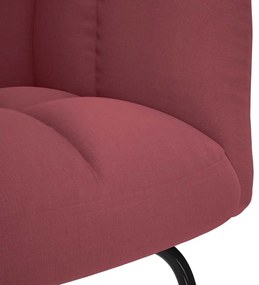 Cadeira de baloiço com apoio de pés tecido vermelho tinto