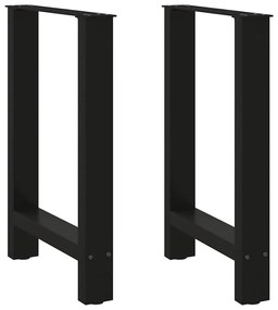 Pés para mesa de jantar pretos 2 peças 50x(72-73) cm aço