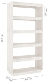 Estante/divisória 80x35x167 cm pinho maciço branco