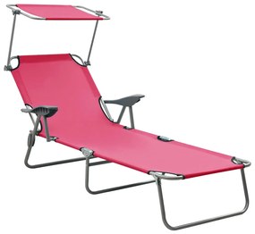 Espreguiçadeira com toldo aço rosa