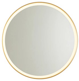 Espelho de casa de banho dourado 70 cm Incl. LED regulável em 3 níveis com toque redondo - Miral