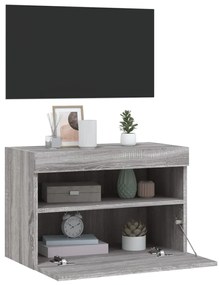 Móvel de parede p/ TV c/ luzes LED 60x30x40 cm cinzento sonoma