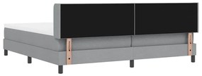 Cama Box Spring com colchão, cinza claro, 200x200 cm, tecido.