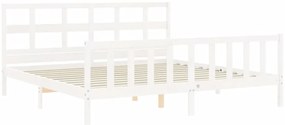 Cama sem colchão 200x200 cm madeira de pinho maciça branco