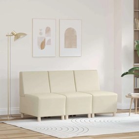 vidaXL Unidade de Sofá Modular Sem Braços 3 pcs Creme 55 x 74 x 82 cm