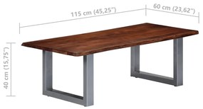 Mesa de centro com arestas vivas 115x60x40 cm acácia maciça