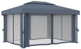Gazebo com cortina 4x3 m alumínio antracite