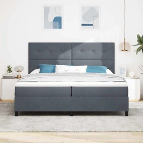 Cama Box com Colchão e LED vidaXL Cinza Escuro 200x200 cm Veludo
