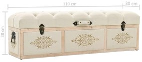Banco de arrumação 110 cm abeto maciço e tecido cor creme