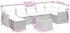 8 pcs conjunto de sofás p/ jardim com almofadões vime PE bege