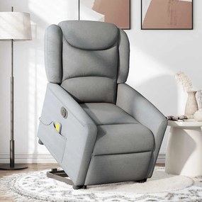 Poltrona elétrica reclinável massagens tecido cinzento-claro