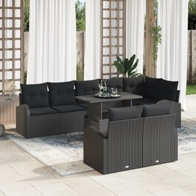 Conjunto de Sofás de Jardim Modular de 9 Peças com Almofadas Rattan Pr