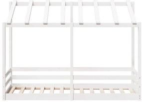 Cama infantil com telhado 75x190 cm pinho maciço branco