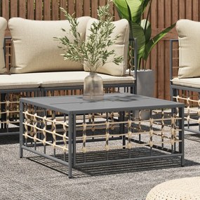 vidaXL Mesa de jardim 70x70x34 cm vime PE antracite