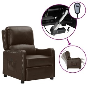 vidaXL Poltrona reclin. elétrica couro artificial brilhante castanho