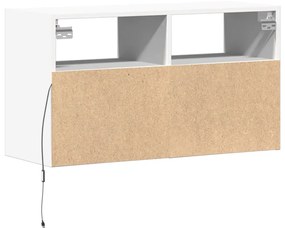 Móvel de parede para TV com luzes LED 80x31x45 cm branco