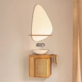 Conjunto De Móveis De Banheiro Suspensos Em Madeira De Teca Georgy Madeira De Teca & Cimento Redondo Branco Ø40 Cm Zavion & Irregular - Sklum