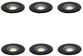 Conjunto de 6 Spots de Exterior Modernos Pretos 35mm Ajustáveis IP65 - Delux Moderno
