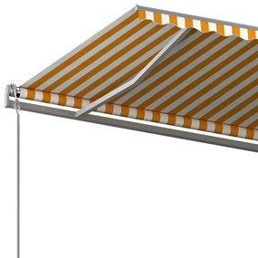 Toldo retrátil automático com postes 6x3 m amarelo e branco