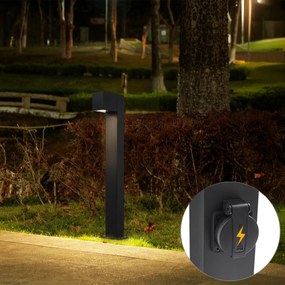 Candeeiro de chão moderno para exterior preto 65cm com tomada IP44 - Baleno